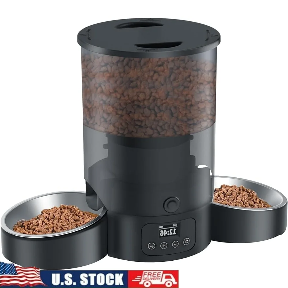 

Automatic Cat Feeder 2 Cats 3L Food Dispenser Dual Feeding System 10s Meal Call Programmable Eating Schedule Pet Supplies