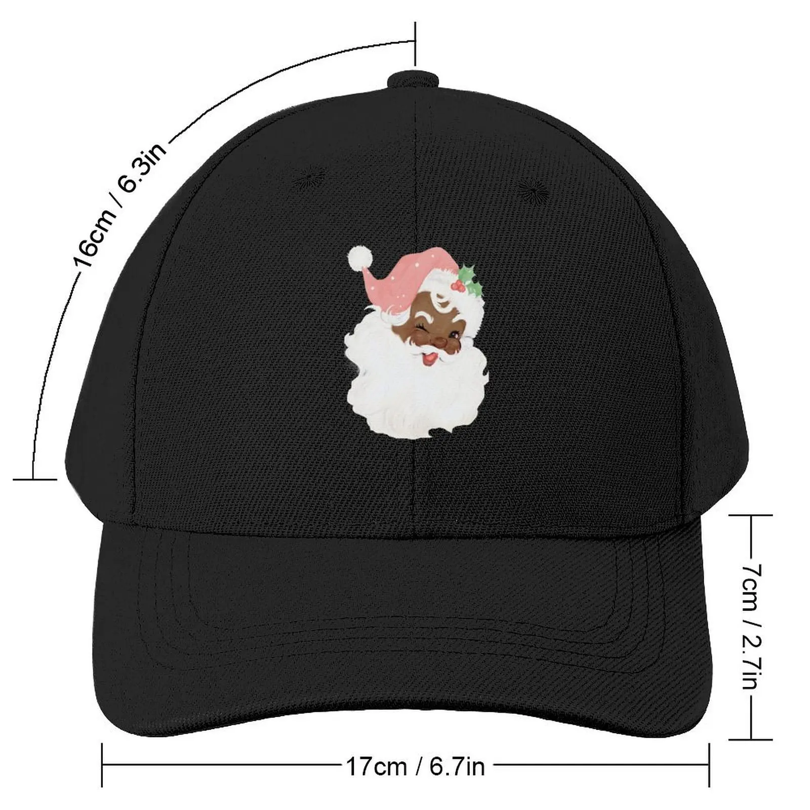 vintage blush pink winking black santa claus old world christmas Baseball Cap New In The Hat Sports Cap Women Caps Men's