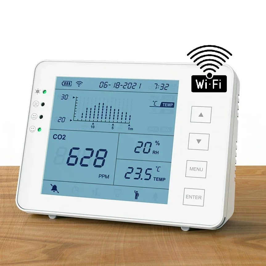 2026/Indoor CO2 Meter, Smart Air Quality  with WiFi Connection, 3-in-1 CO2 Meter CO2 NDIR Sensor with Temperature & Humid