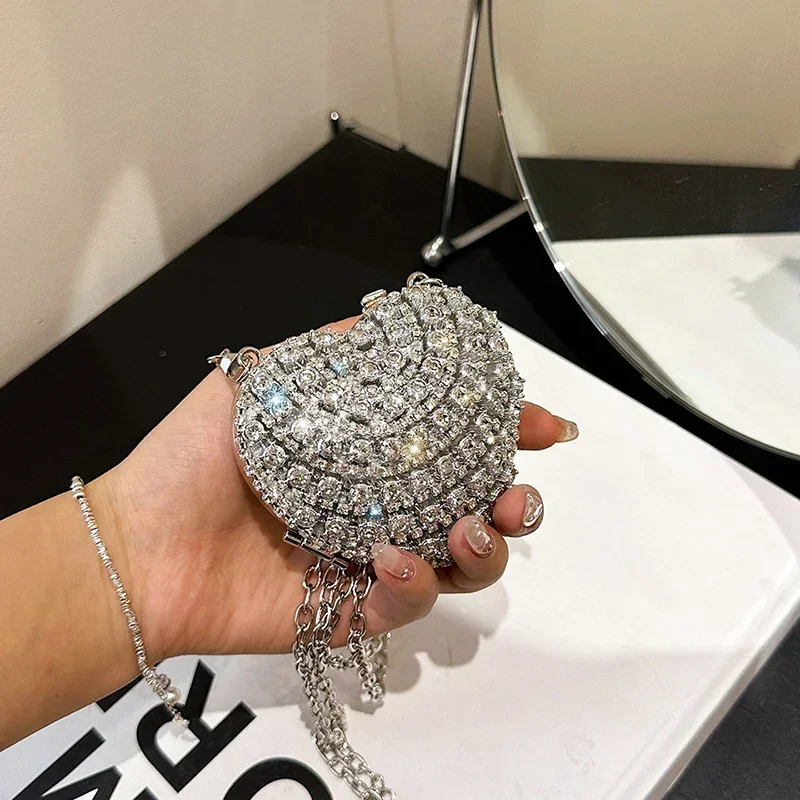 2024 New Style High-looking and Exquisite Mini Imitation Diamond Chain Women's Bag Niche One-shoulder Cross-body Love Bag