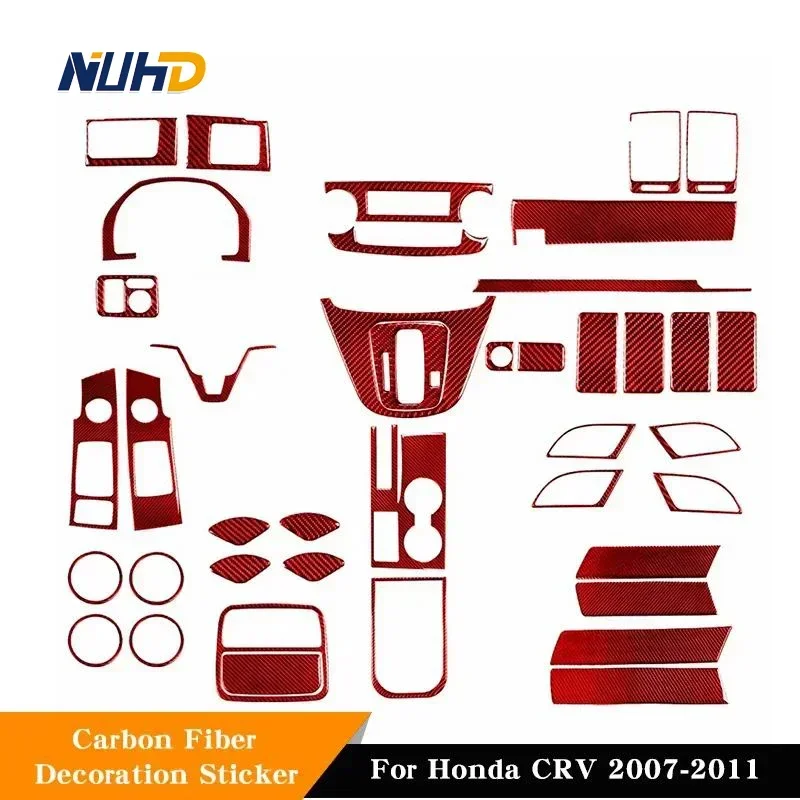 

For Honda CRV 2007-2011 Red Carbon Fiber Car Interior Protector Patch All-car Decorative Stickers Trim Cover Accessories