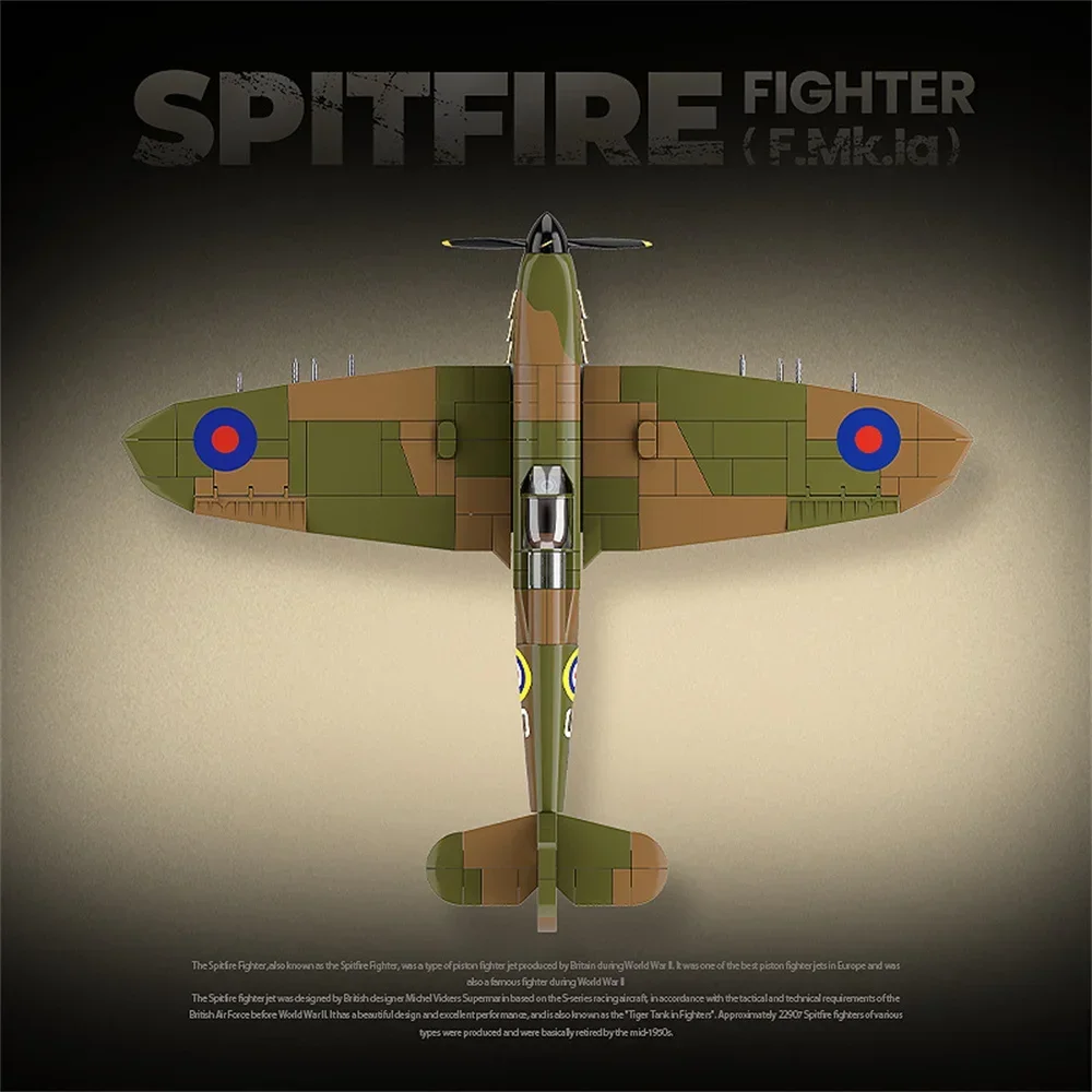 Army Military Soldiers SWAT UK: Spitfire Fighter F MK. la type Model Building Blocks Bricks Children\'s Toys Gift