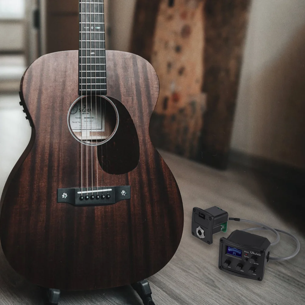 

Plastic Pickup Equalizer Acoustic Preamp Guitar Ukulele Tuner Black Volume Tone 3 Bands Easy Install Precise Tuning Noisy Rooms