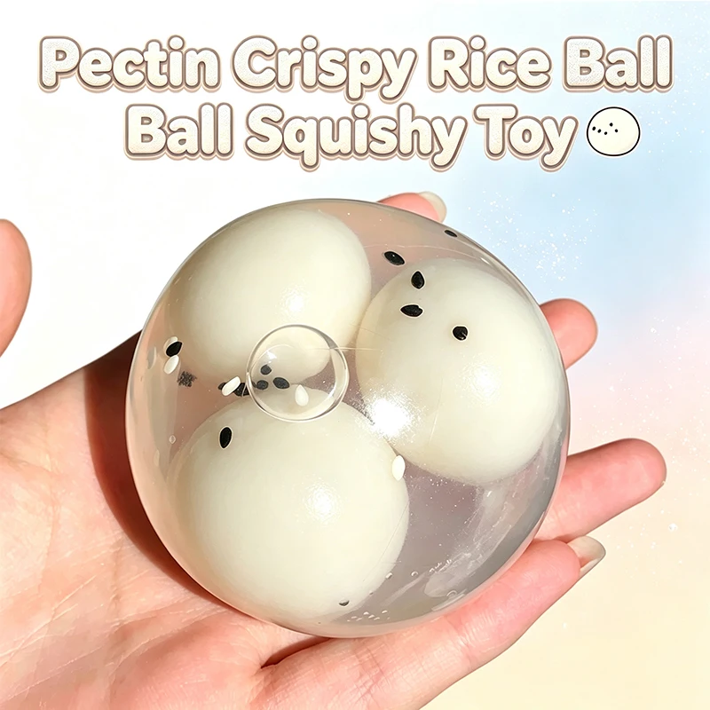 Tangyuan Pectin Crispy Rice Squeeze Ball Macaron Strawberry Sesame Random Style Anti-Anxiety Mood Relief Sensory Adult Toy Gift