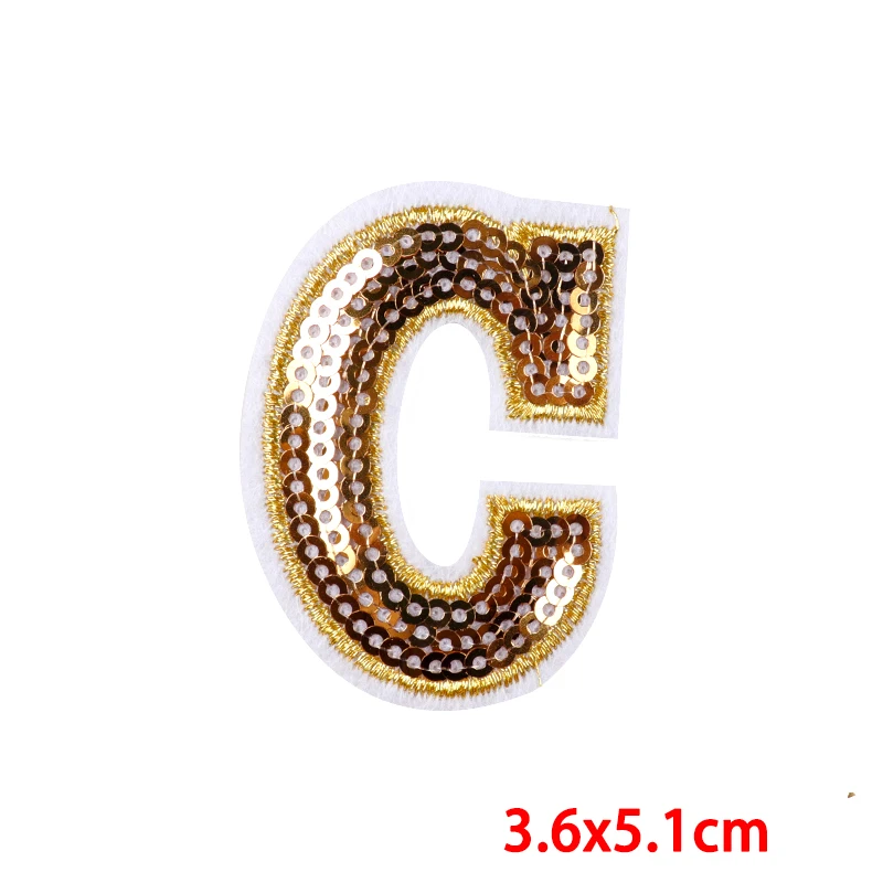 26 English Letters Patch Golden letter embroidery Patch Letter Iron On Patches For Clothing Gold Edge Chenille Patch Badges DIY