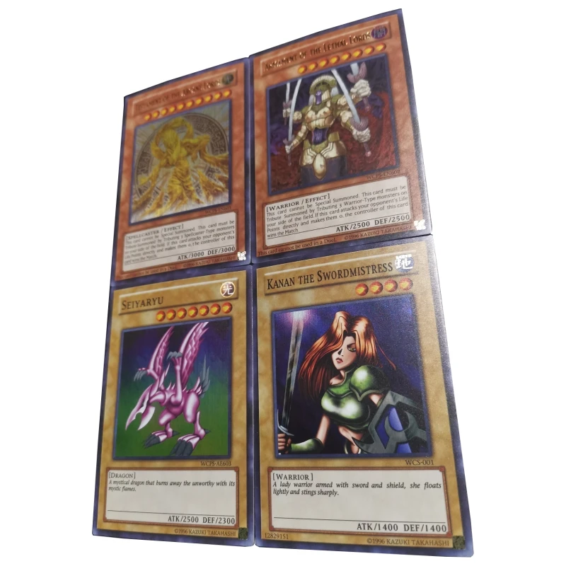 4pcs/set Yu Gi Oh Kanan The Swordmistress Seiyaryu Self Made Refraction Flash Card Anime Classics Game Collection Cards Toy