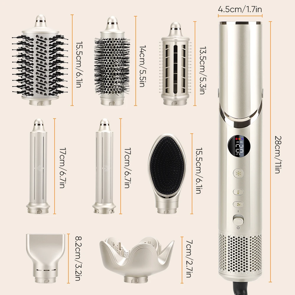 Professional Electric Multi Styler Hair Styling Tool Hot Air Brush Automatic Curling Iron Hair Stylers 8 in 1 Blower for Salon