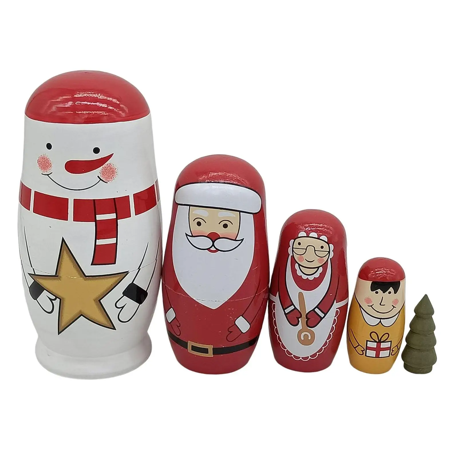 Wooden Stacking Matryoshka Russian Nesting Dolls for Kids Christmas Gift Traditional Craft Decoration Toy Set