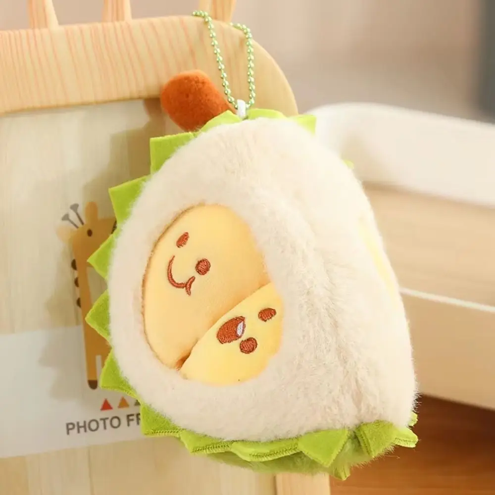 LLavero de peluche Durian desmontable, colección de fruta suave, almohada de felpa Durian, muñeco de peluche Durian para apaciguar y pelar dibujos animados