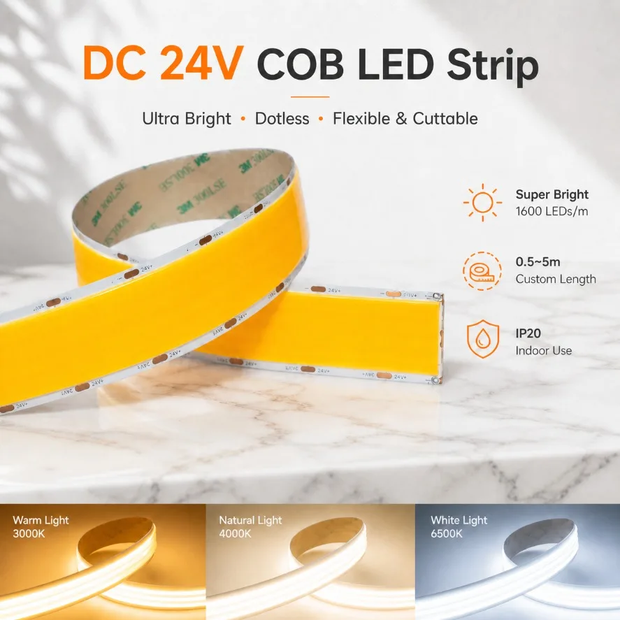 fita-de-led-cob-dc24v-de-05~5m-30mm-de-largura-1600leds-m-sem-pontos-flexivel-e-cortavel-para-iluminacao-decorativa-interna