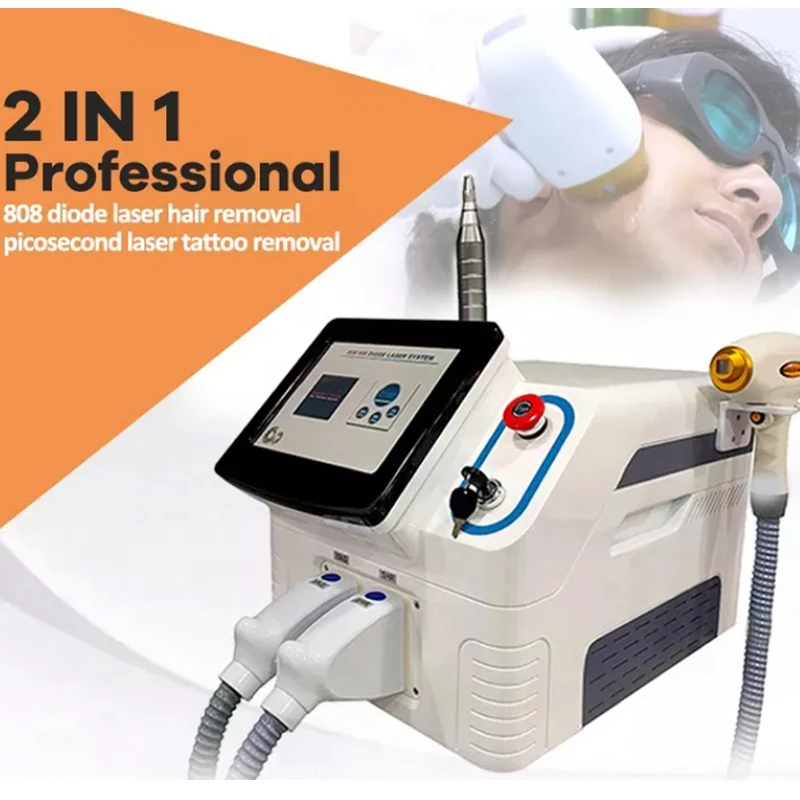 2 In 1 808 Diode Laser Penghilang Rambut Permanen Q Switched Nd Yag Portabel 1064 Nm 1320 Nm Mesin Laser Penghilang Tato Picosec