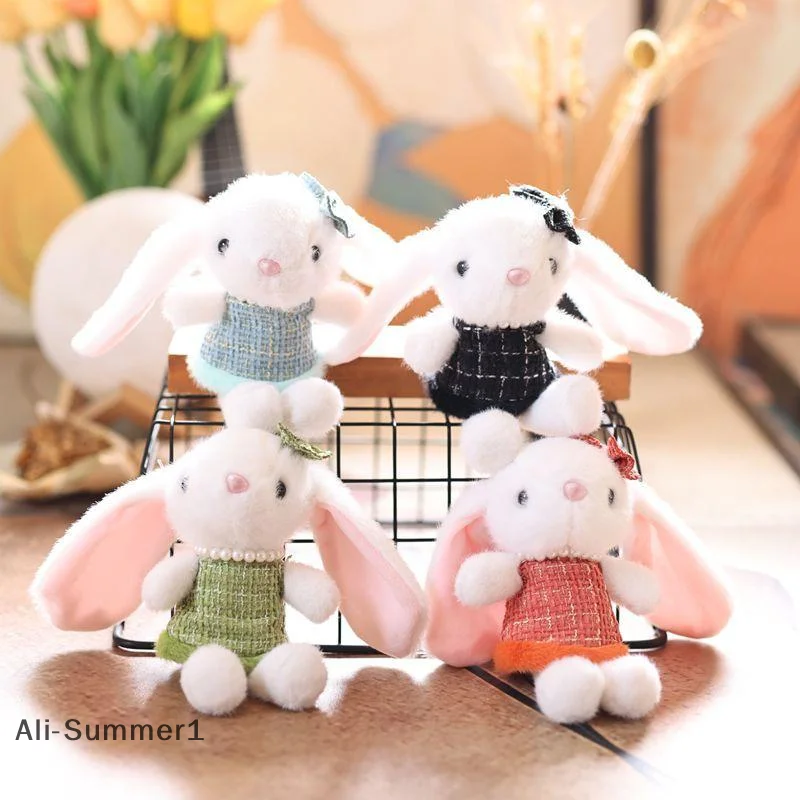 【E】Sweet Cute Bunny Plush Toy Cartoon Stuffed Doll Keychain Bag Pendant Backpack Hanging Decoration Lovely Gifts