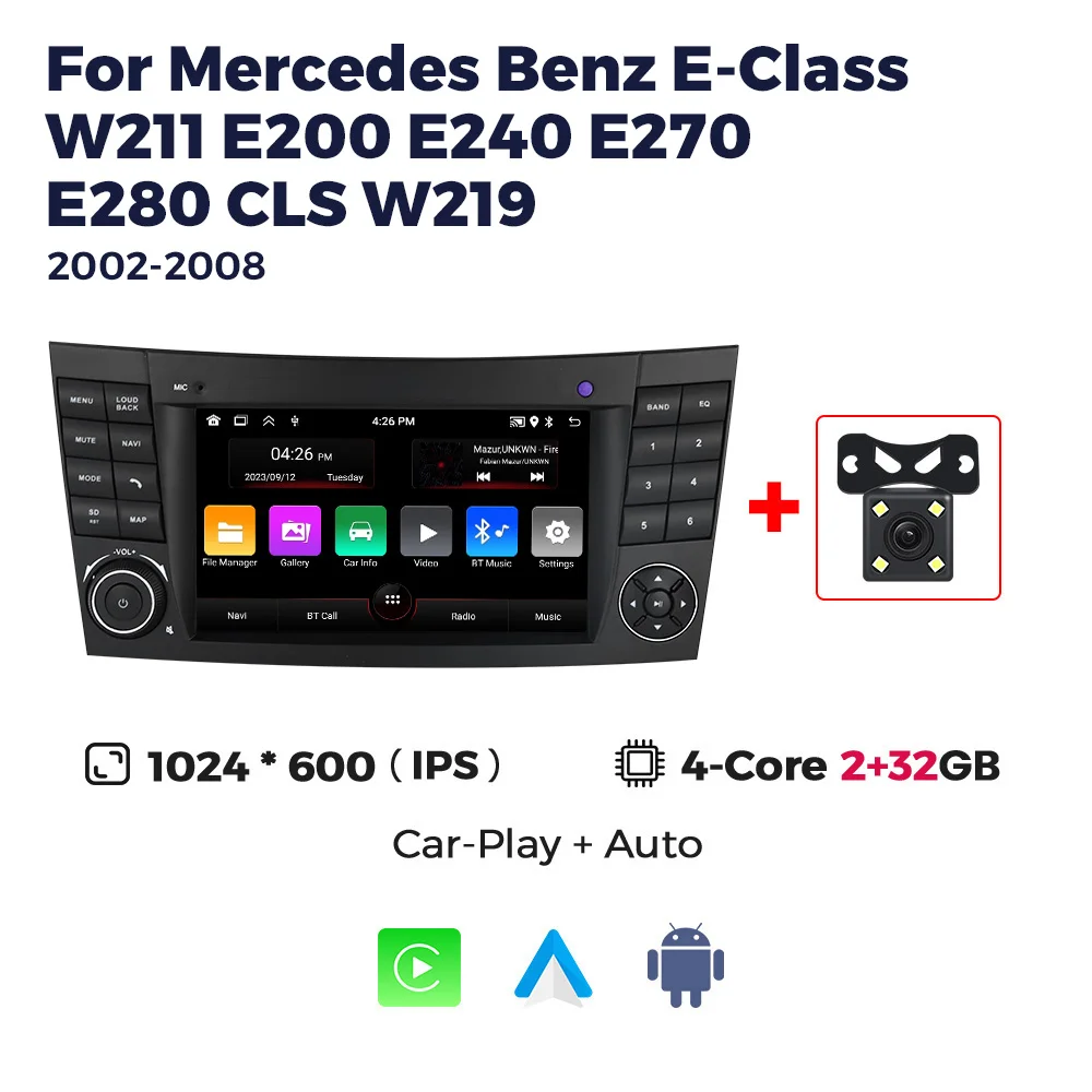 Wireless Carplay Android 13 Car Radio For Mercedes Benz E-class W211 E200 E220 E300 E350 E240 E280 W219 Multimedia Autoradio