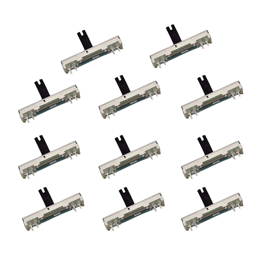 

10Pcs Slide Potentiometer B50k 45mm Adjustable Slide Dimmer Lights Fader Mono Resistance Ohm Potentiometer