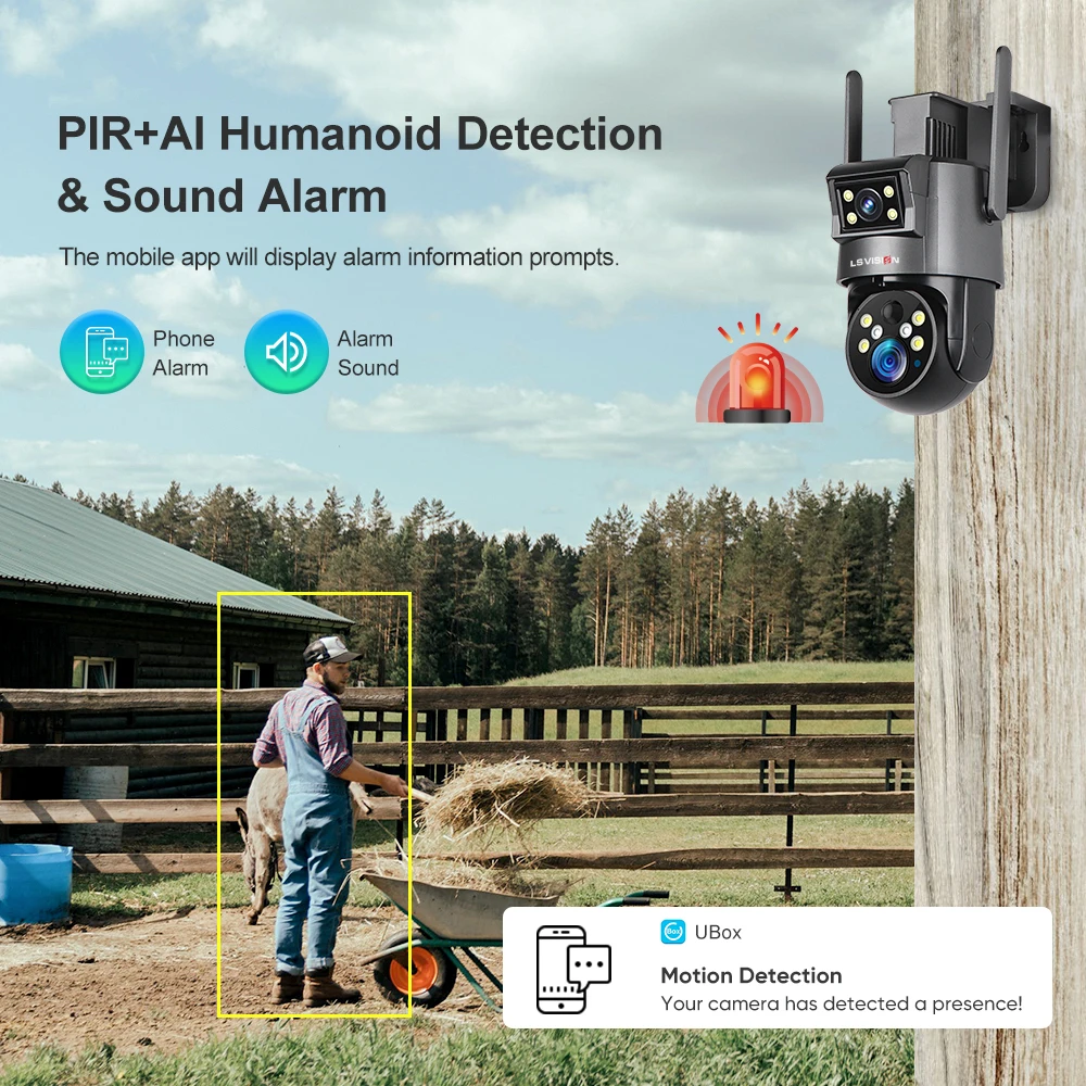 LS VISION 8MP Reale 20XZoom 4G Telecamera Solare Telecamera Wifi Esterna Doppio Schermo PIR Ai Umanoide Rileva Telecamera di Sorveglianza Solare Ubox