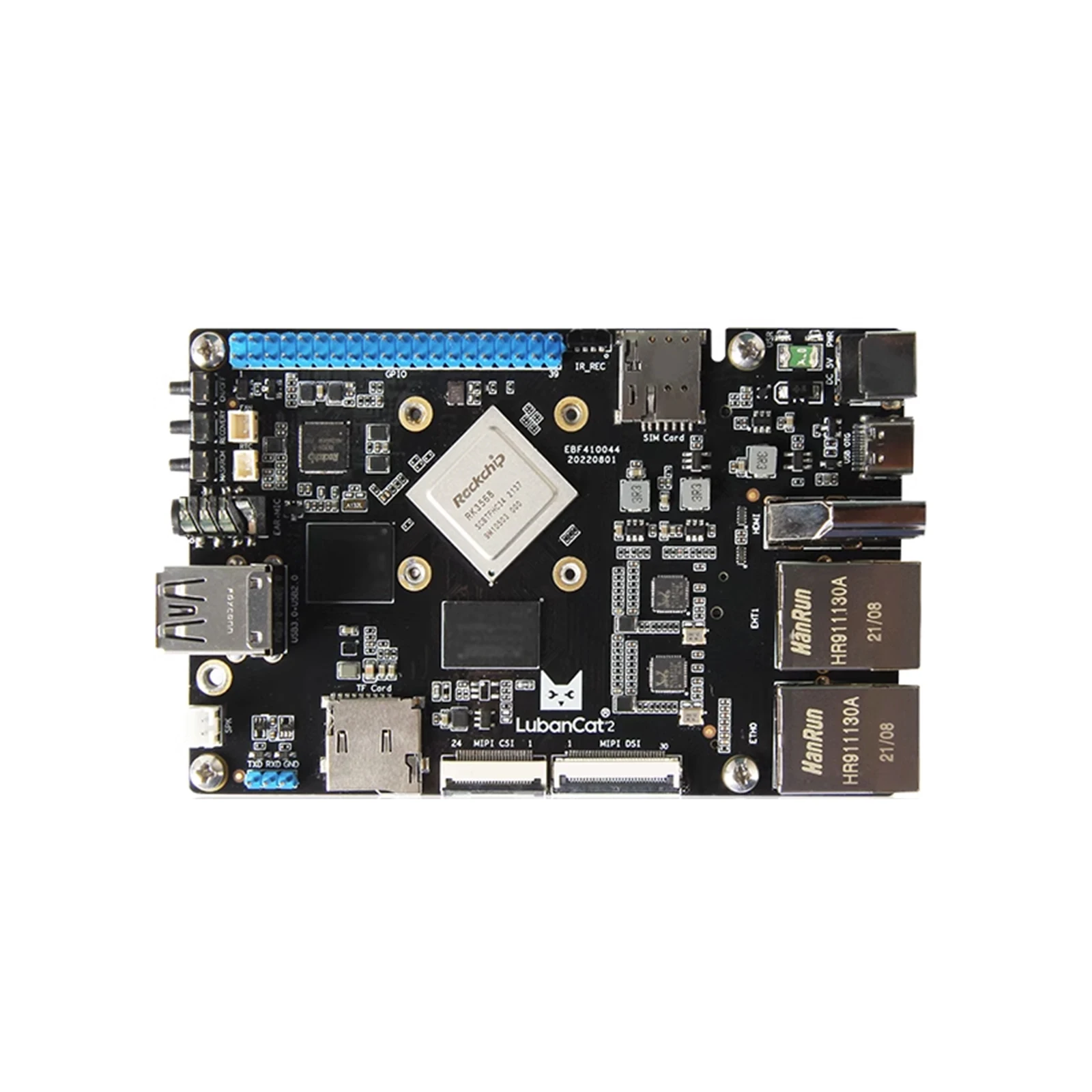 Smartfly LubanCat 2 Rockchip RK3568 SBC مجلس التنمية 1 بلايز NPU المزدوج جيجابت يدعم أوبونتو ، دبيان ، أندرويد OS