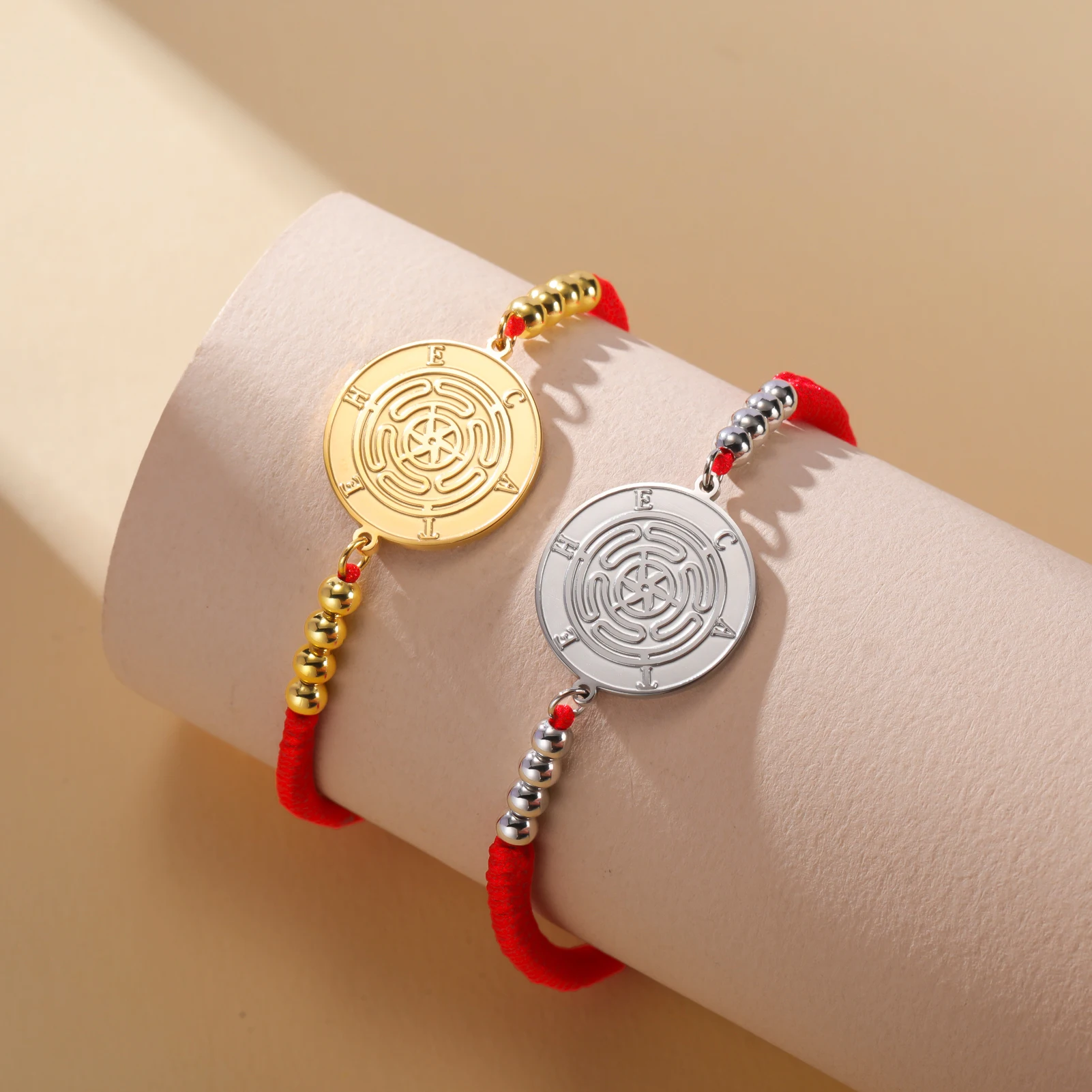 COOLTIME هيكات قلادة سوار أسود أحمر حبل مضفر سوار الفولاذ المقاوم للصدأ مجوهرات الدينية هدايا الرجال والنساء