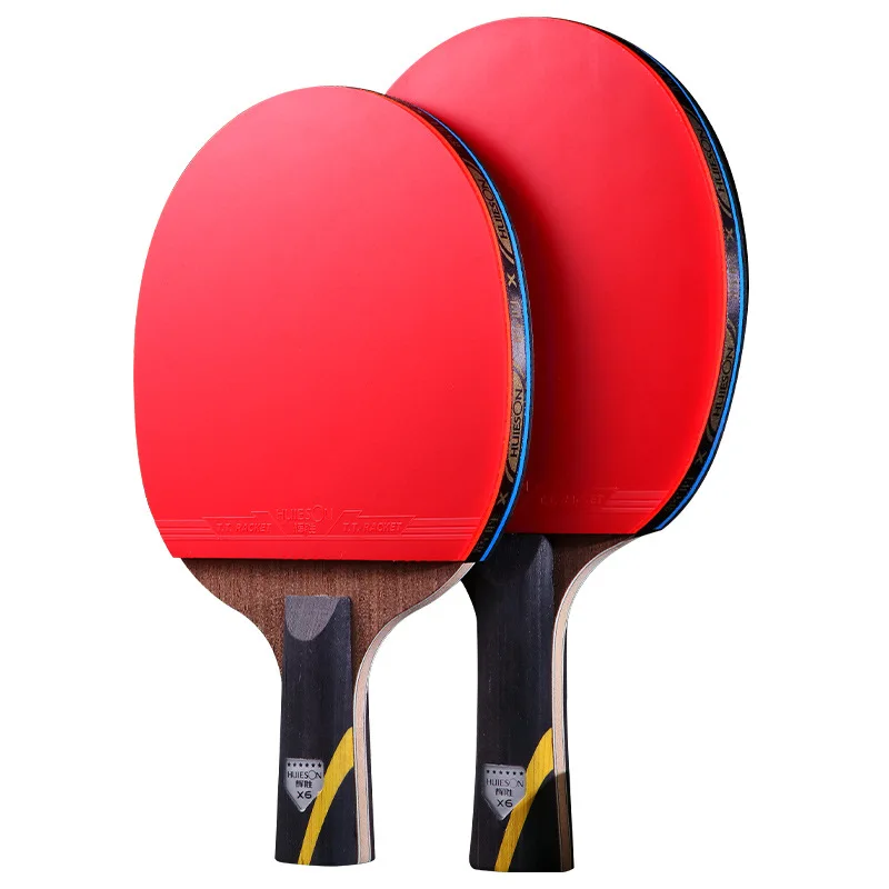 HUIESON X6 2 stks 6-sterren Tafeltennis Rackets 7Ply Koolstofvezel Raquete Tenis De Mesa Ping Pong Paddle Sport met Een Draagtas