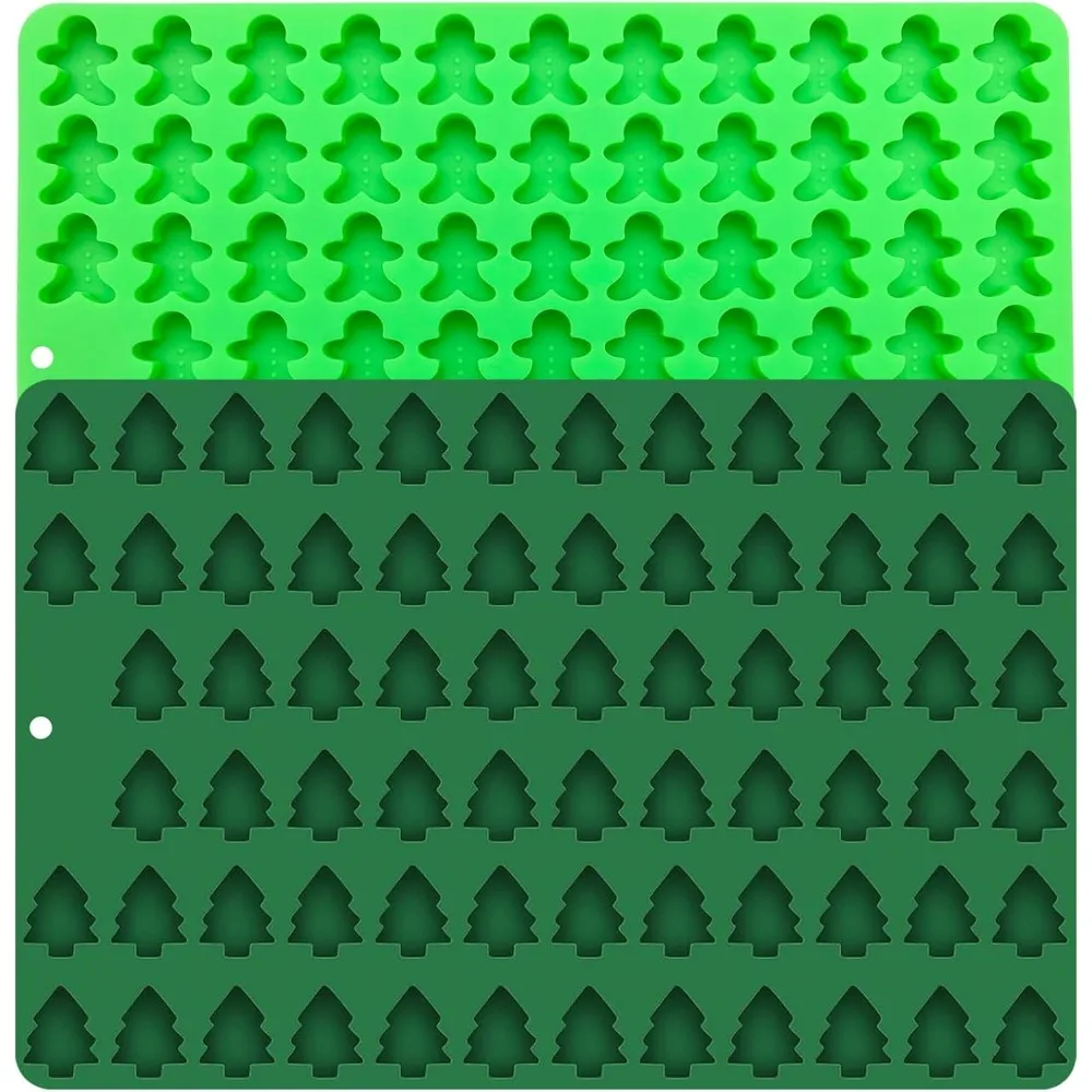 

Christmas Silicone Molds Set of 2 for Baking Cookies, Candy, and Gummy Snacks