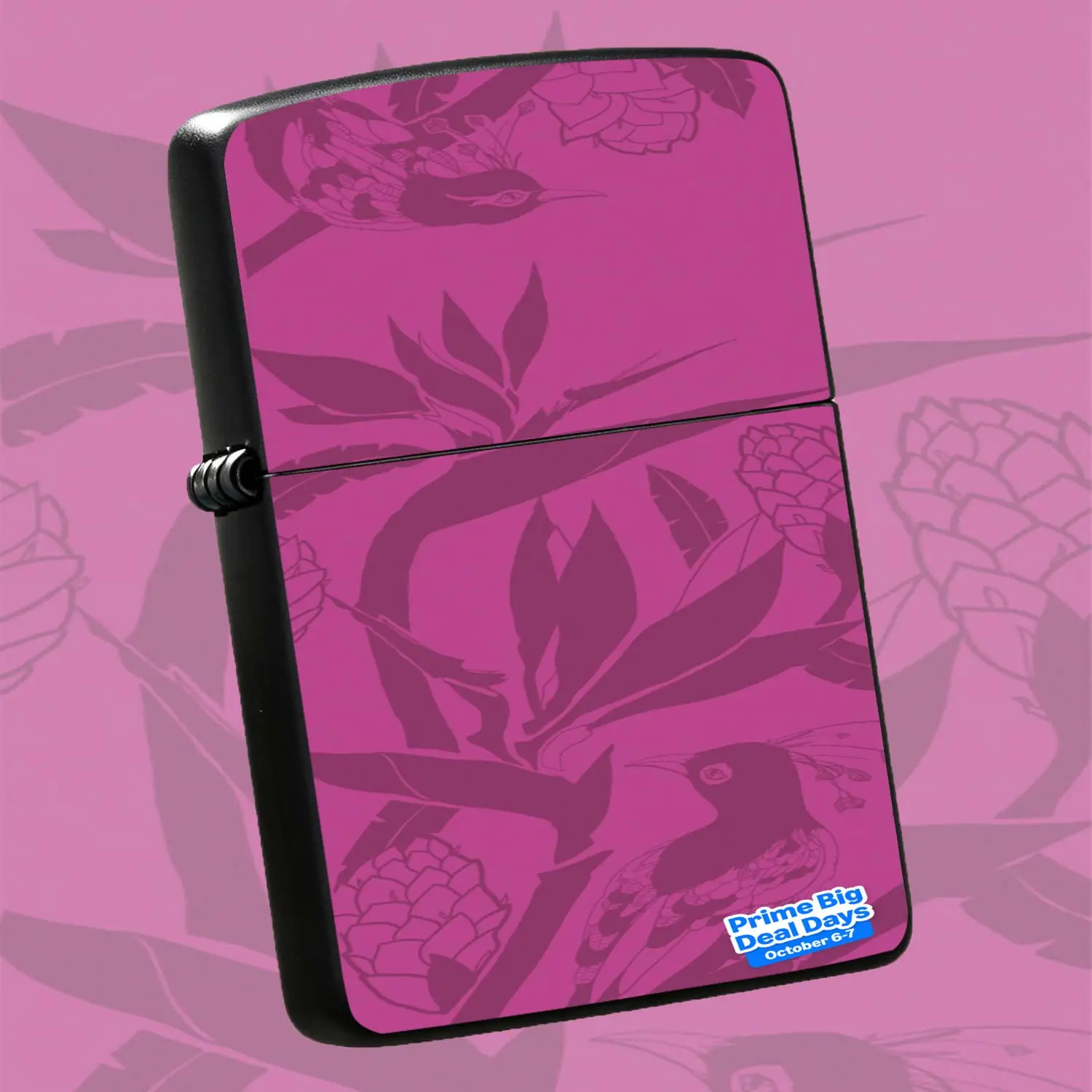 Vibrant Pink Bird Floral Pattern Portable Lighter, Stylish All-Purpose Daily Use Ignition Tool For Home Outdoor Travel, Exquisite Practical Small Gift For Friends Family On Various Occasions A Humorous And Interesting Lighter
