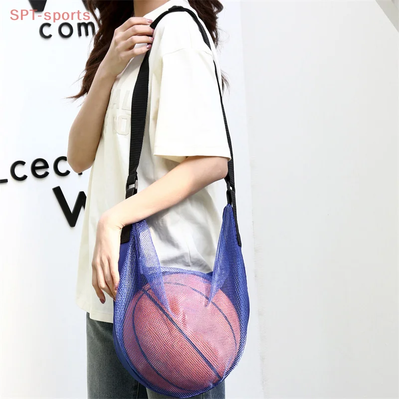 Регулируемая сумка для одиночного мяча, сетчатая сумка на плечо, портативная сумка для хранения баскетбола, сумка для хранения мячей для спорта на открытом воздухе, футбола, волейбола