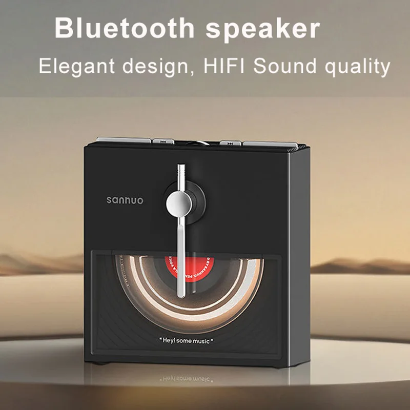 Retro Portable Wireless Bluetooth Speaker with Duel Horns and Diaphragms Desktop HIFI Stereo Surround Boombox Support TF Card