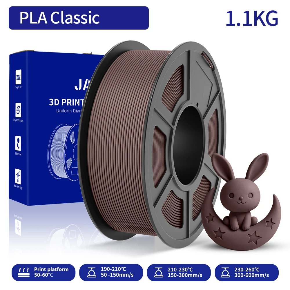 JAYO 3D PLA Classic Druckerfilament 1,75 mm (Hochgeschwindigkeits-Matt-PLA) 1,1 kg/Rolle 3D-Filament ordentlich gewickelt mit Matt-Effekt für 3D FDM