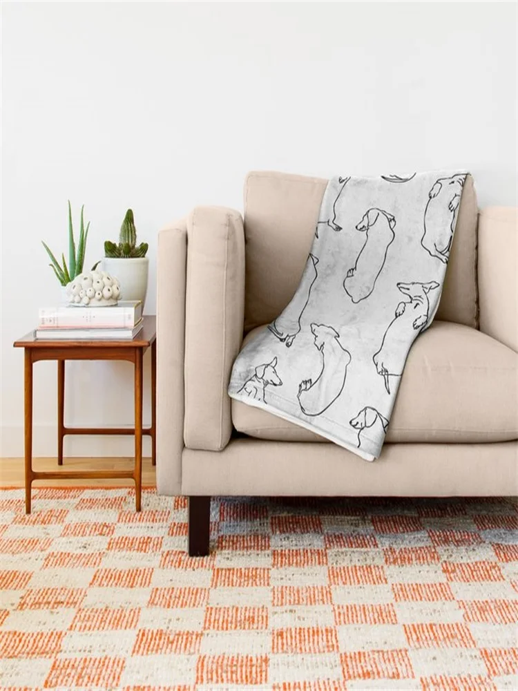 Dog Cartoon Design Blankets Dachshund Sleep Study Pattern Throw Blanket  Home Primitive Decor Throw Blanket  Sofa Free Shipping