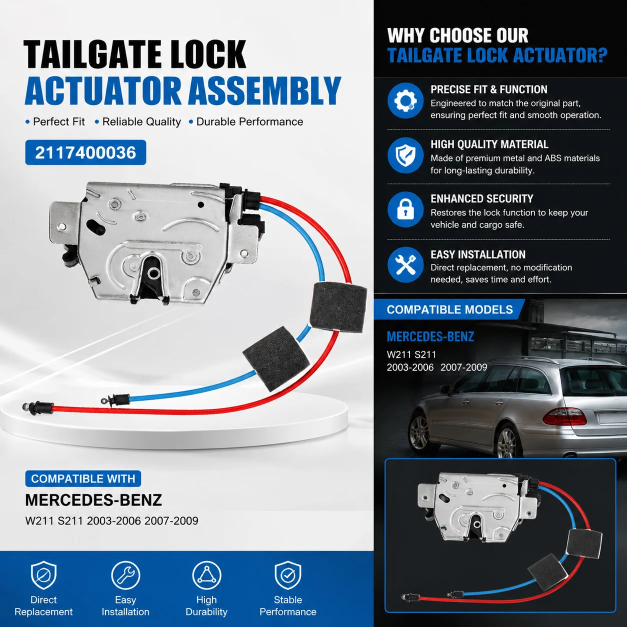 

Tailgate Door Lock Latch 2117400036 compatible with Mercedes E Class W211 S211 2003-2006 2007-2009
