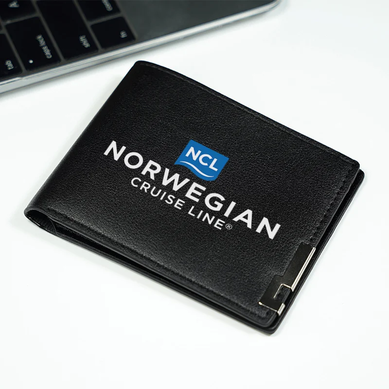 NORWEGIAN CRUISE LINE PU محفظة جلدية للرجال نمط أعمال نحيف متين وخفيف الوزن للاستخدام اليومي وإكسسوارات عصرية