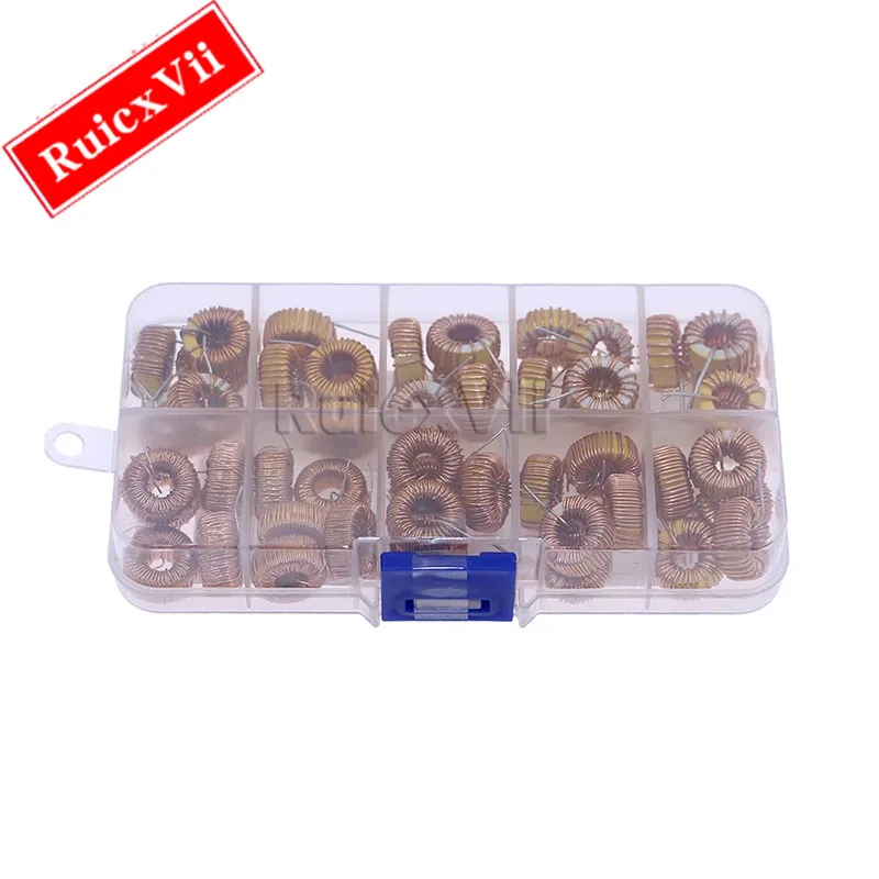 50pcs Ring Core Inductor Kit 10uH 22uH 33uH 47uH 56uH 68uH 100uH 220uH 330uH 470uH Inductor Kit Winding Magnetic Inductance