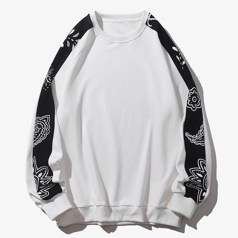 

Men's Spring Autumn Round Neck Pullover Geometric Floral Polka Dot Printed Lantern Long Sleeve Sports Hoodies Casual Tops