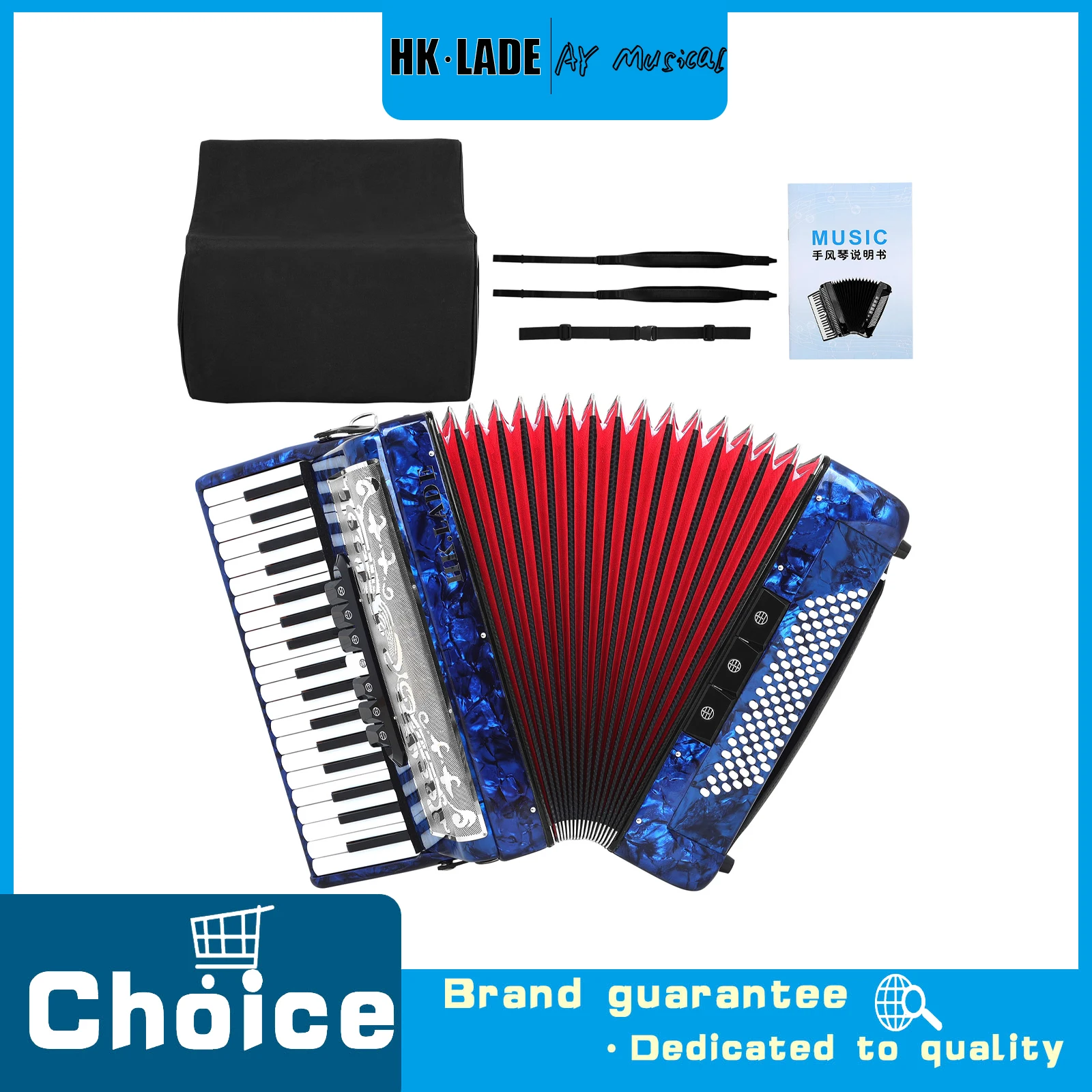 HK.LADE 37 Keys 96 Bass Accordion Voice Changing Professional Bayan Accordion Keyboard Instrument for Accordion Performance