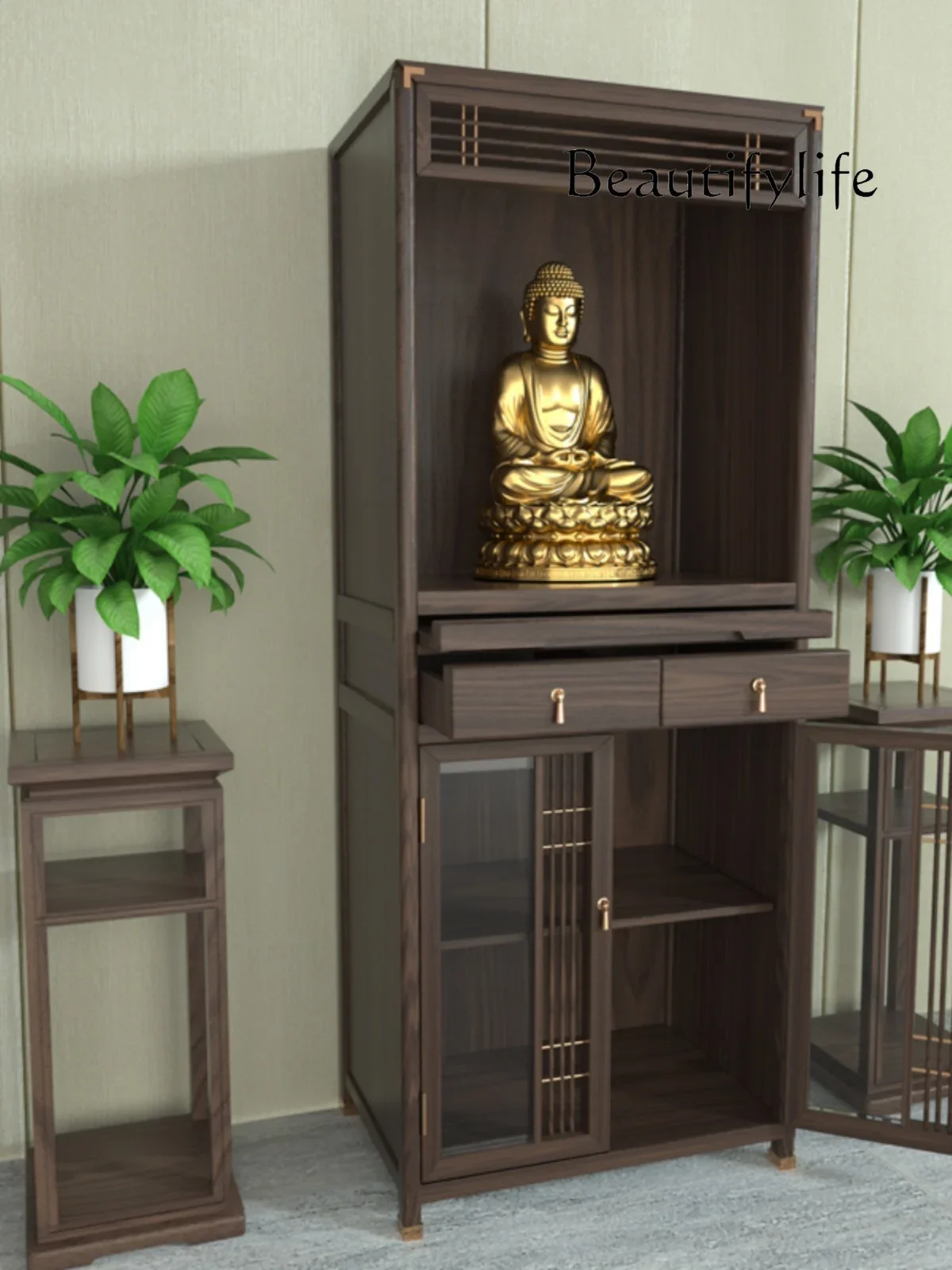 Solid Wood Cabinet for God Chinese Buddha Niche Clothes Closet Household Altar Light Luxury God of Wealth Cabinet