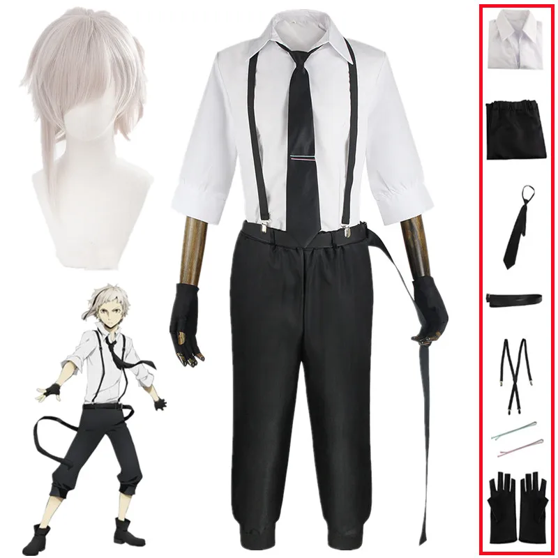 

Anime Bungo Stray Dogs Atsushi Nakajima Cosplay Costume Shirts Pants Uniform Suits Halloween Carnival Christmas Party Clothes