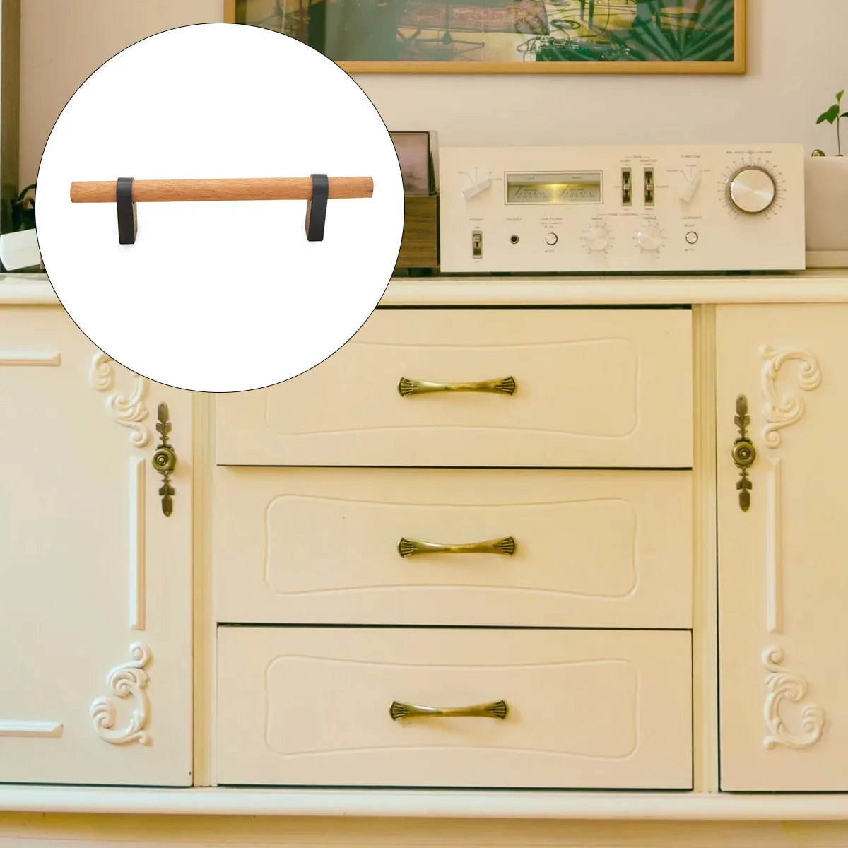 

Wood Drawer Handle Solid Wood Pull Handle for Cabinet Wardrobe Door Modern Minimalist Style Rust Resistant Zinc Alloy