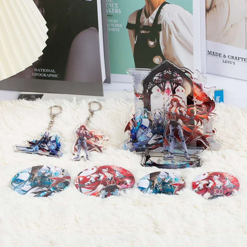 2024 Anime Honkai: Star Rail Hanya Argenti Laser Baji Badge Acrylic Keychain Pendant Stand Figure Model Plate Desk Decor Gift