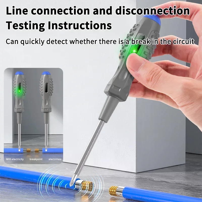 2 In1Induction Electric Pen Multi-Purpose Heavy Duty Test Pen Magnetic Screwdriver With Double Color Light Voltmeter Power Detec