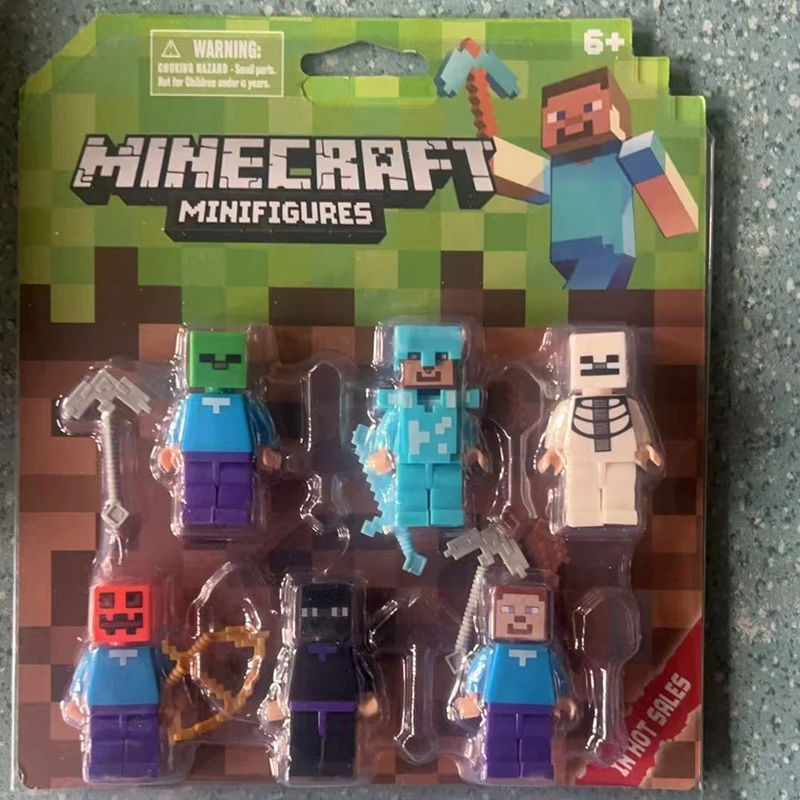 حار 6 قطعة/المجموعة Minecraft Mini 303 اللبنات Diy بها بنفسك ستيف الماس السيف أرقام عمل غيبوبة دمى اللعب هدية عيد ميلاد أطقم #2