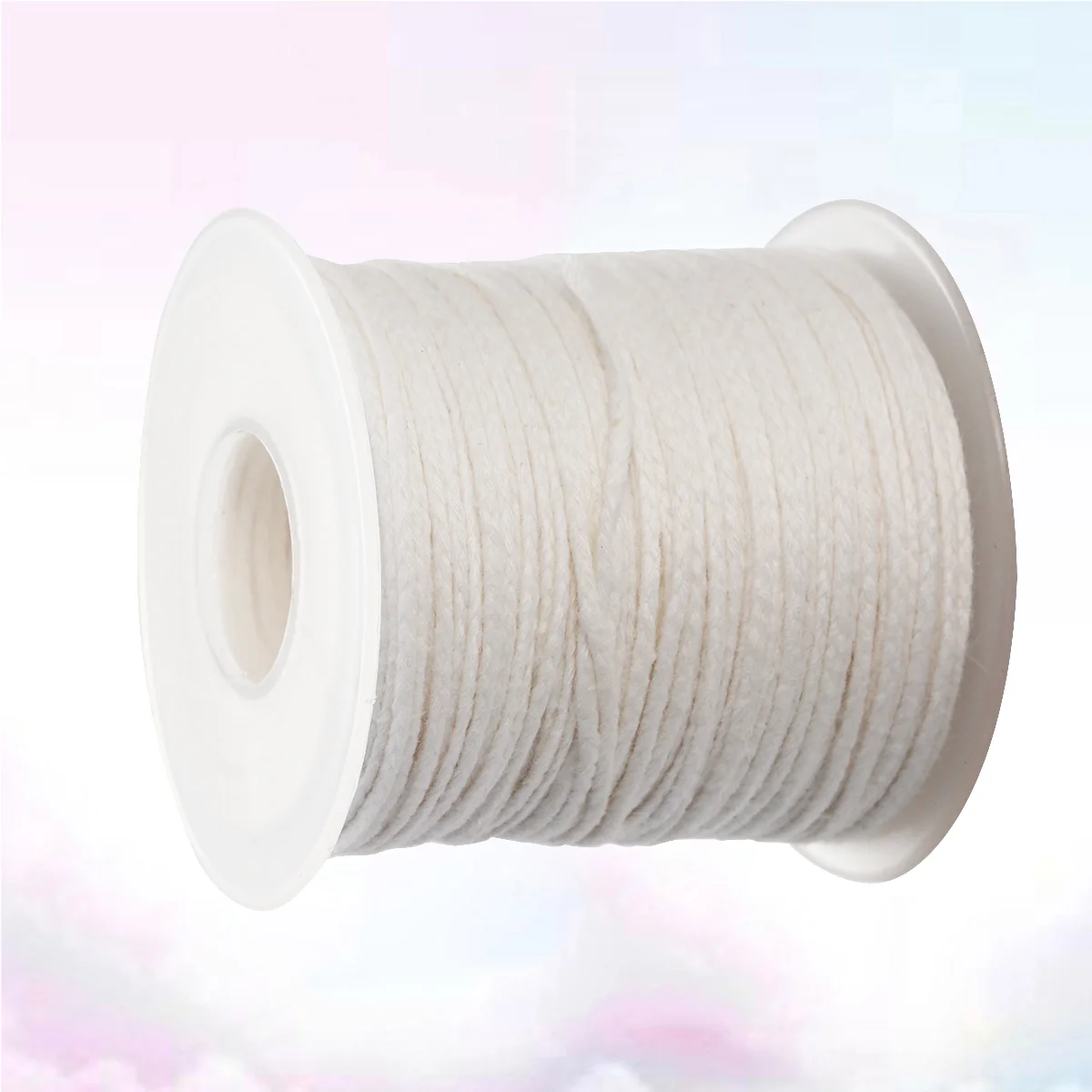 1 Roll 61 Meter Pre Waxed Wicks Making Material DIY Cotton 18 Strands Braided Wick Spool for DIY (White)