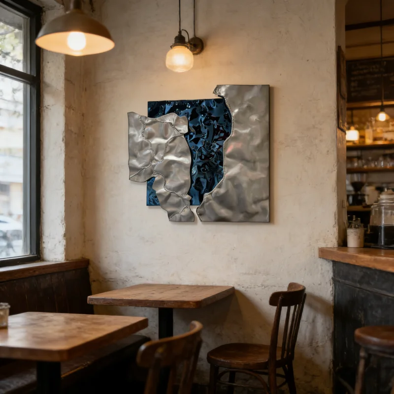 

Stainless Steel 3D Corrugated Wall Art Geometric Metal Hanging Decor Creative Outdoor Indoor Gallery Piece