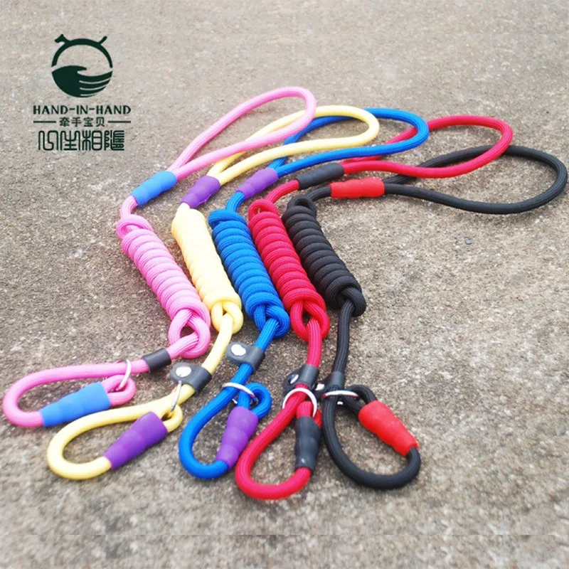 Pet Products Dog Supplies Leads Color Nylon Solid Round Rope Control Chain Retractable Leashes 5pc/lot