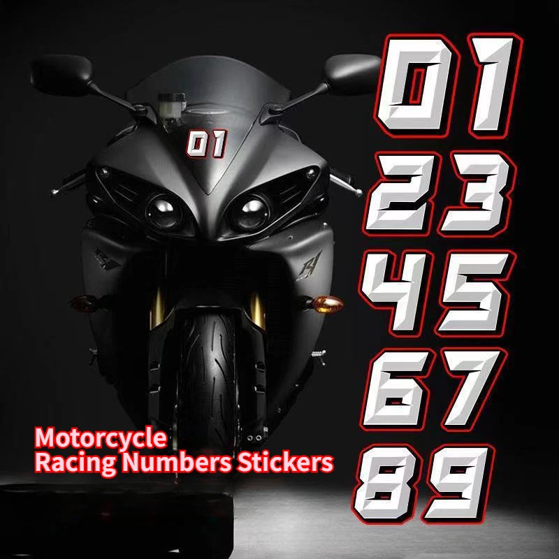 

Motorcycle Racing Number Stickers DIY Reflective 3D Realistic Motorcycle Head Decals for Motorcycle off-road vehicle Accessories