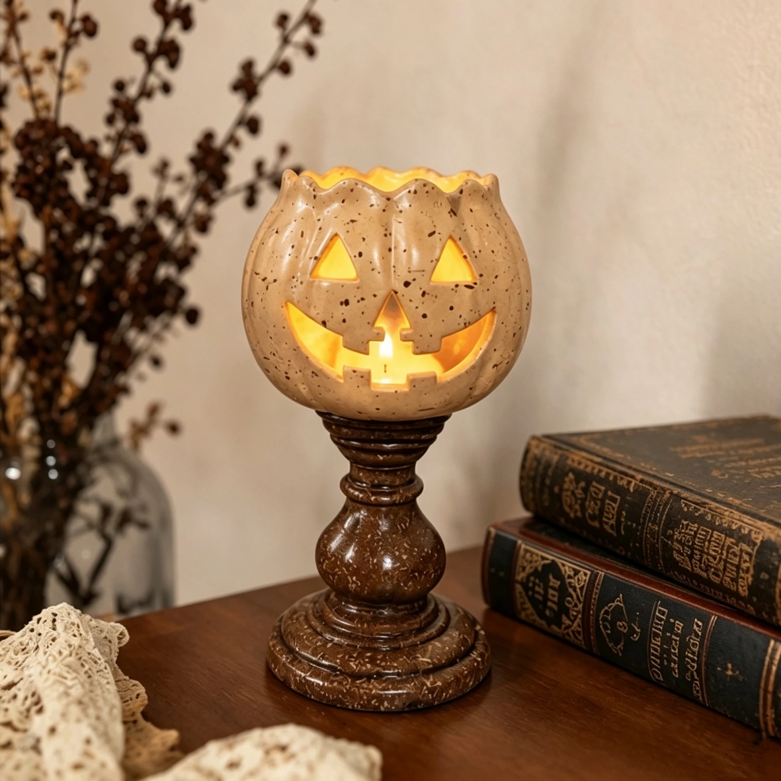 2027 Creative Halloween Candle Holder Distressed Pumpkin Tealight Candlestick Stand Decor Candle Holders