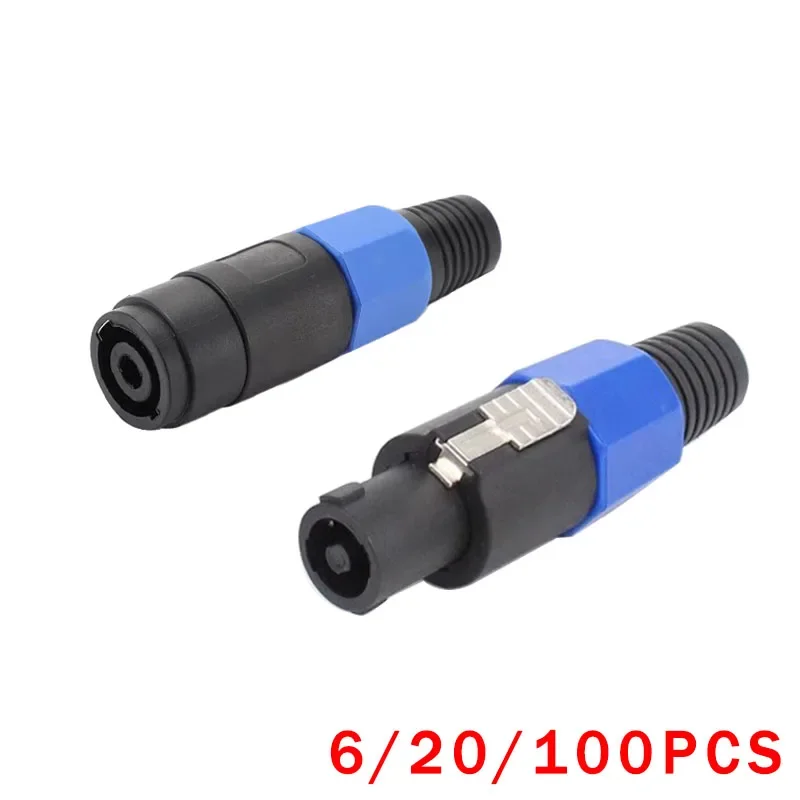 6/20/100PCS 4 Pin NL4FC Speaker Connector Locking Plug and Socket Male Docking Cable Connector Audio Adapter blue