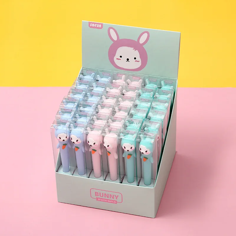 36pcs-korean-version-silicone-rollerball-pen-rabbit-radish-soft-silicone-cartoon-three-dimensional-rollerball-pen