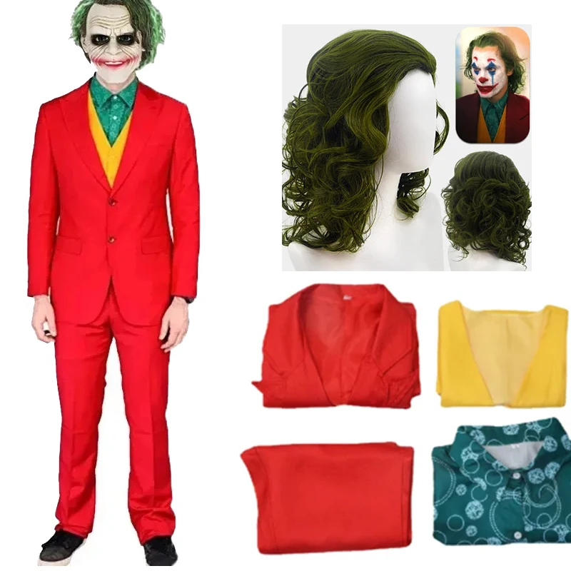 Movie Characters Joker Male Cosplay Costume Anime Character Halloween Costume Cosplay Costume Set Mask Uniform Wig