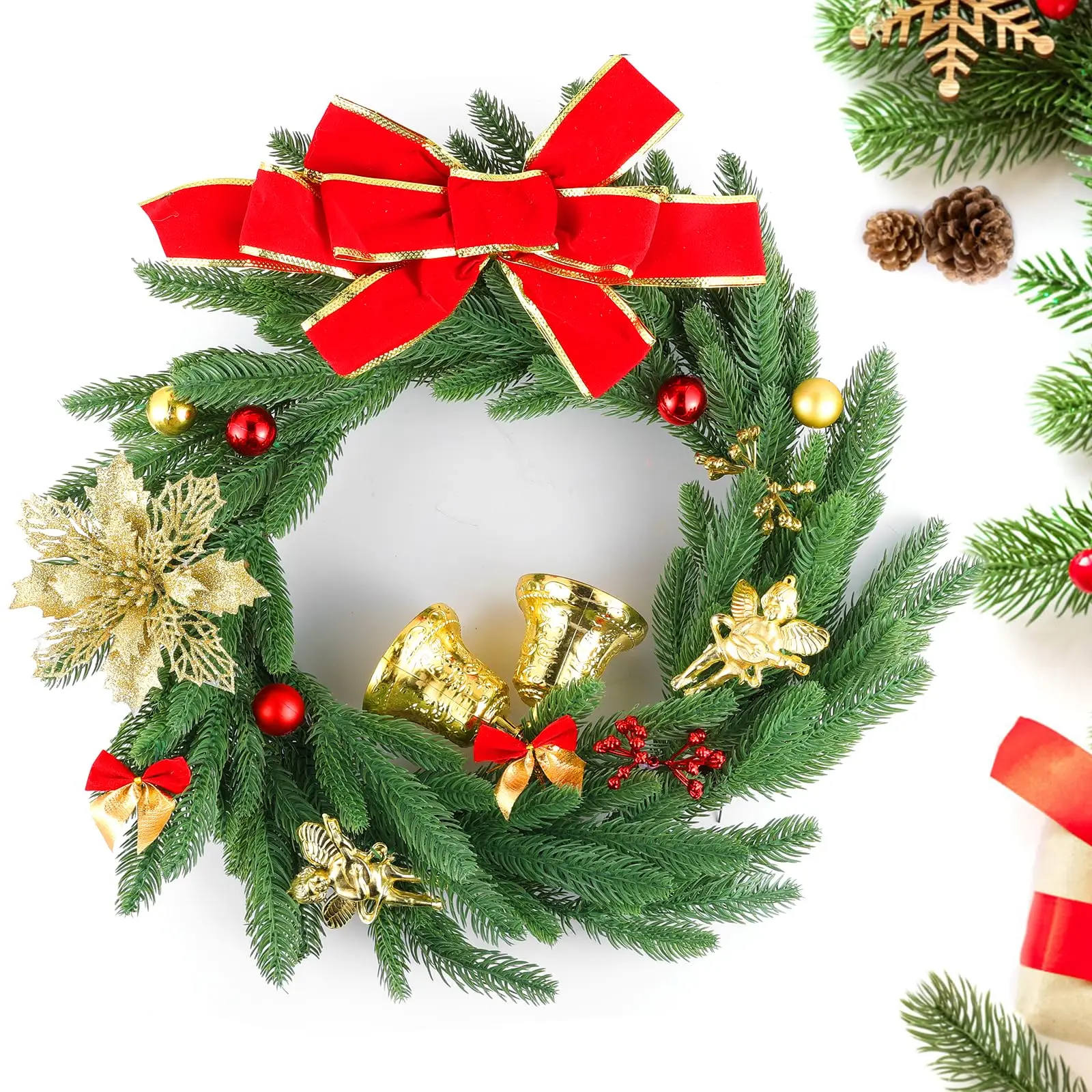 30/50PCS Weihnachten Tannennadeln Zweige Gefälschte Grün Kiefer Picks für Weihnachten Girlande Kranz DIY Dekor Weihnachten baum Dekorationen – Detail 2
