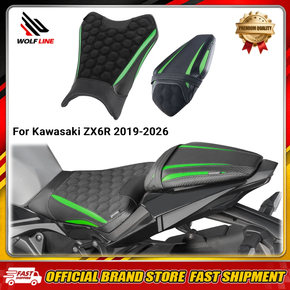 WOLFLINE Vorder- oder Rücksitzkissen für Kawasaki ZX6R 2019-2026 Komfortabler Fahrer- oder Beifahrersitz für Roadtrips