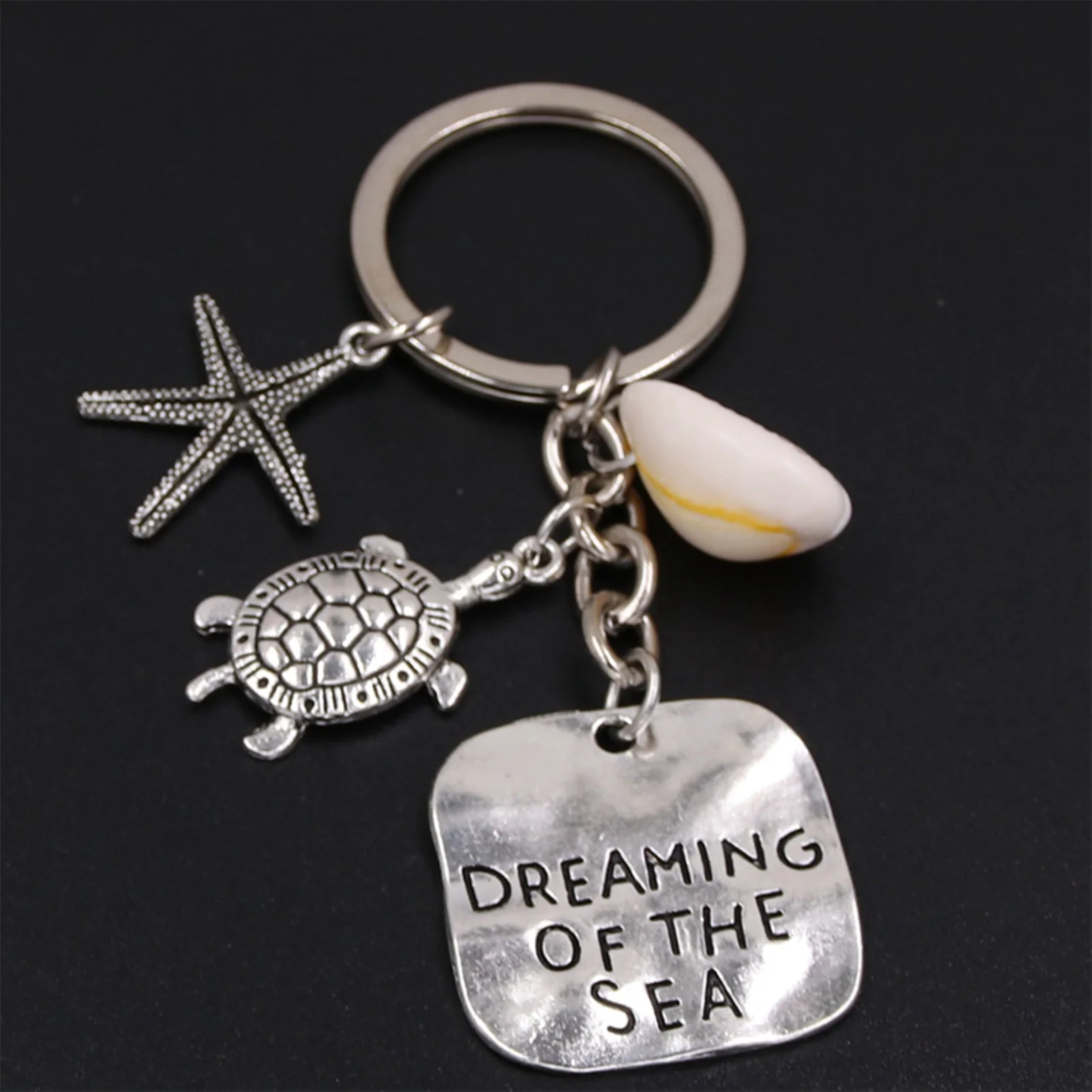 Sea Star Pendants Keychain Dream of The Sea Letter Printed Keyrings Suitable for Holidays Birthdays Present